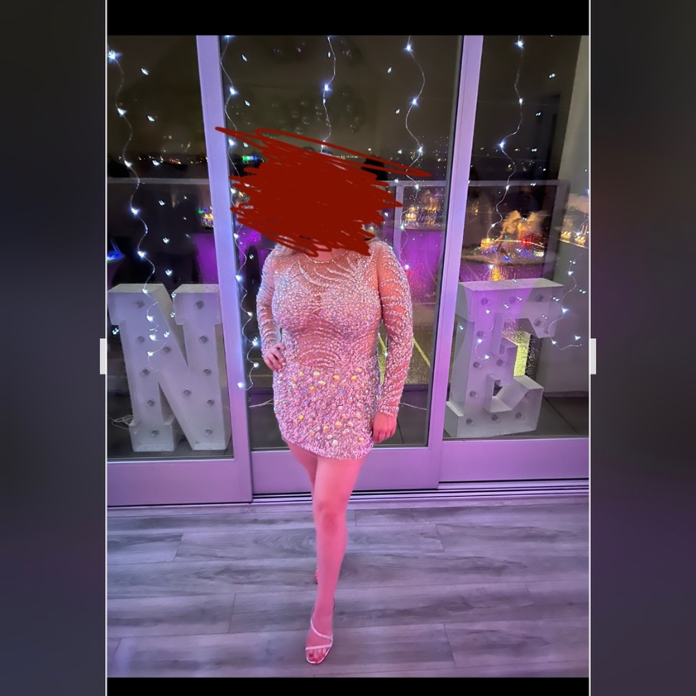 Sequin sheer gray dress